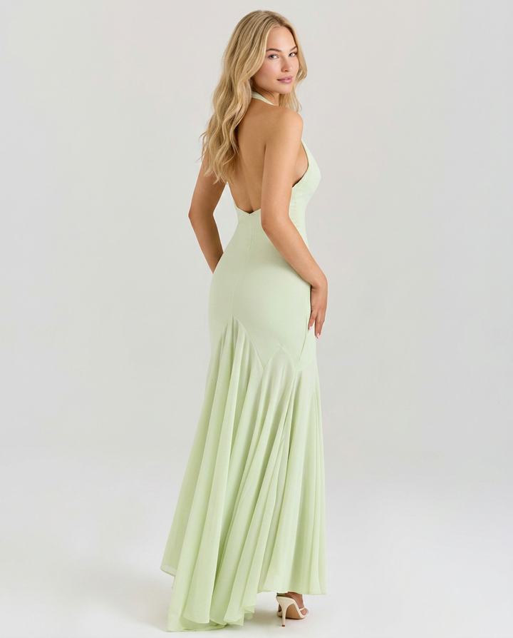 Lorene | Draped Midi Dress with Halter Neck