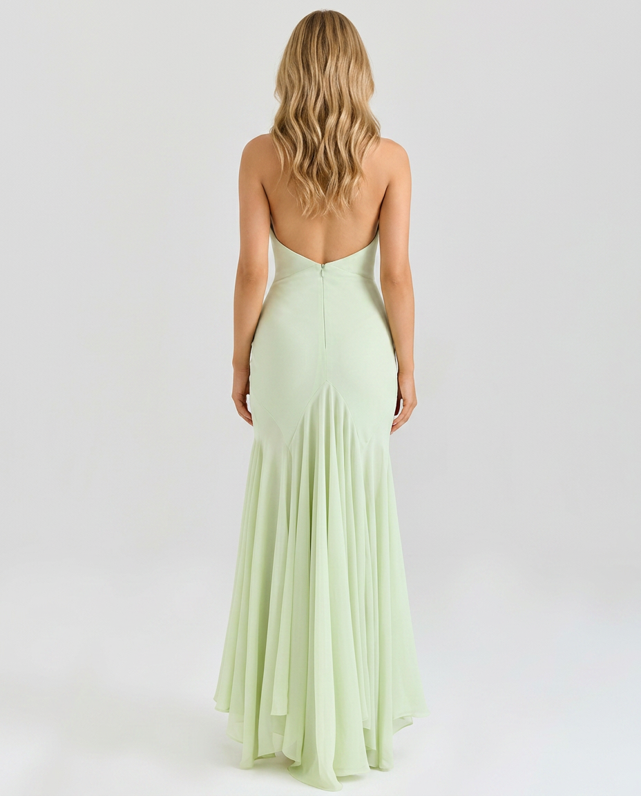 Lorene | Draped Midi Dress with Halter Neck