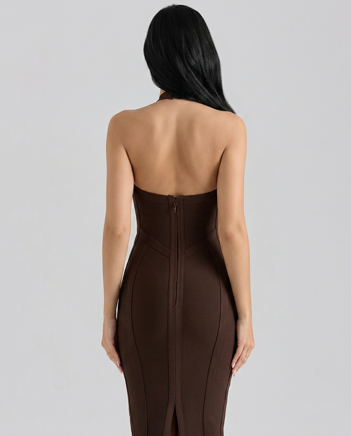Diann | Bandage Midi Dress with Halter Neck