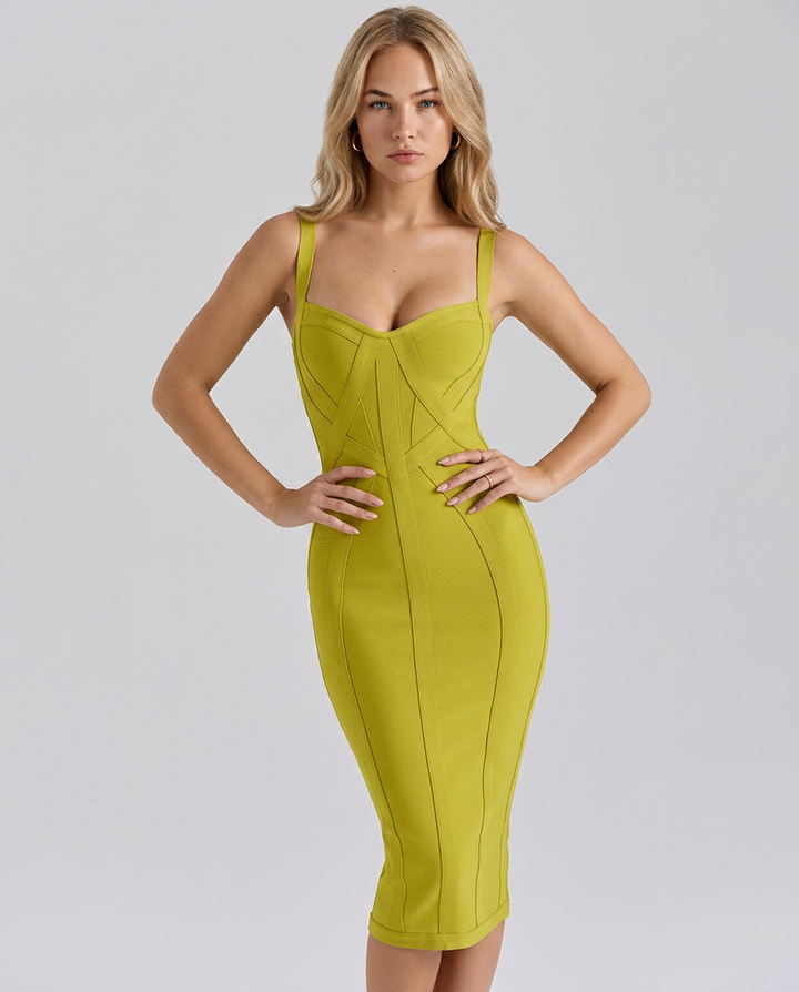 Latoya | Bandage Midi Dress with Structured Bodice