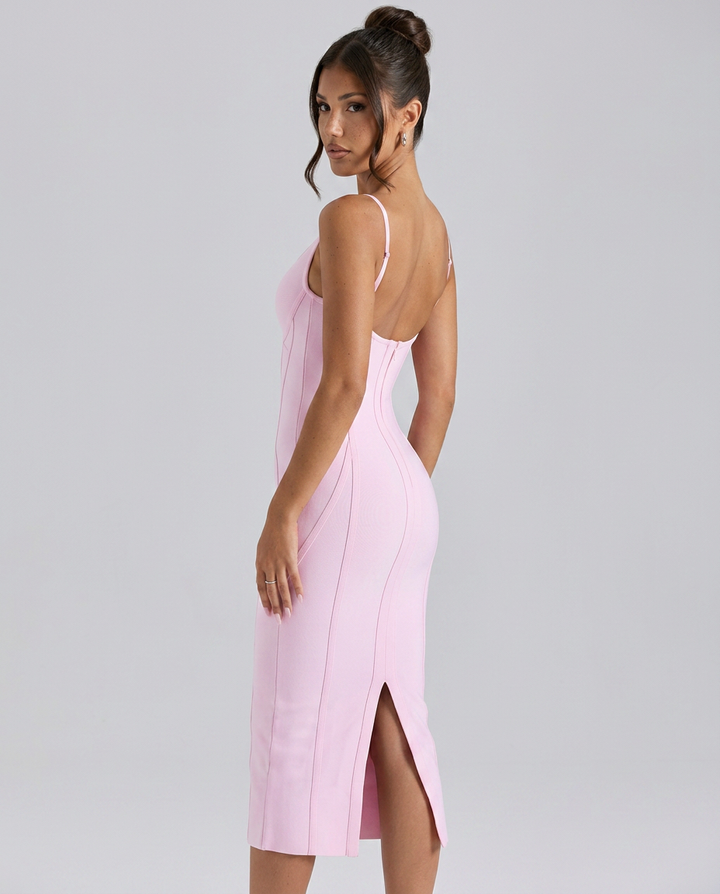 Celeste | Bandage Midi Dress with Contoured Panels