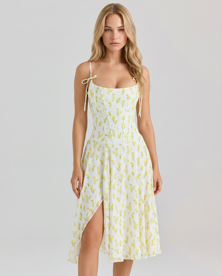 Imelda | Floral Print Georgette Midi Dress