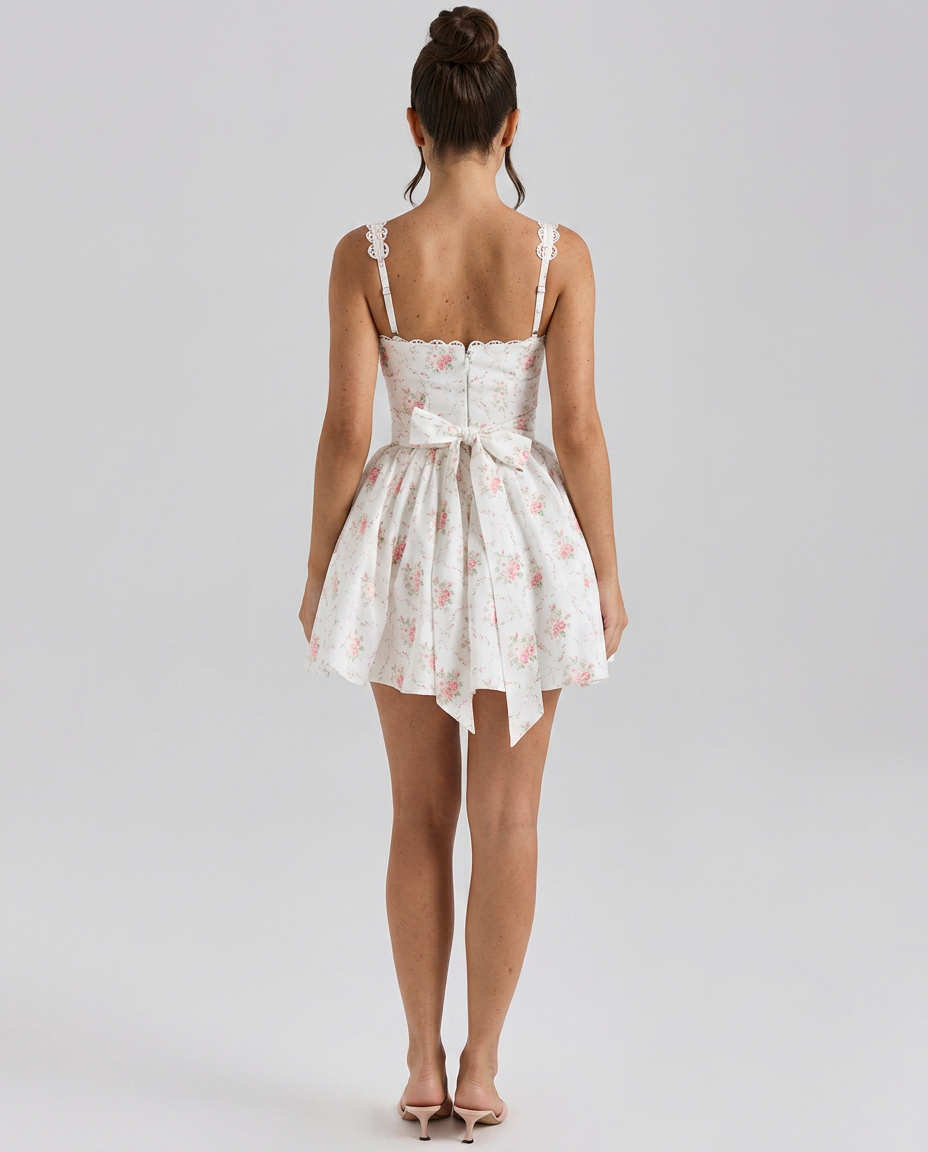 Meagan | Floral Print Mini Dress with Corset Bodice