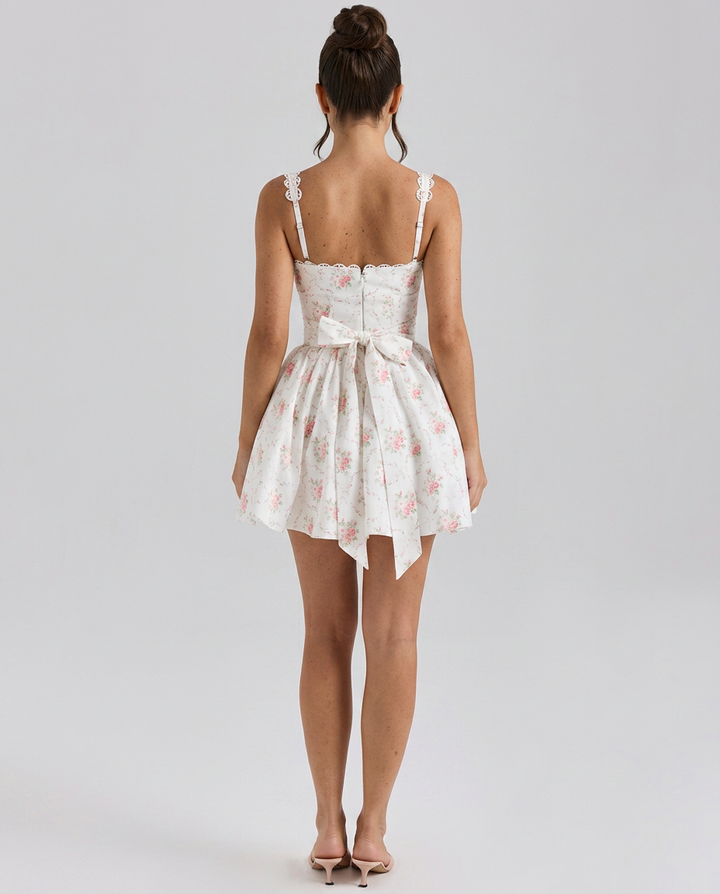Meagan | Floral Print Mini Dress with Corset Bodice