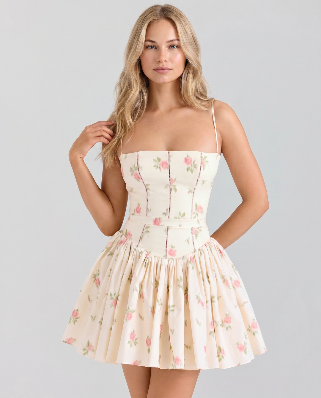 Ayla | Mini Dress with Floral Print and Structured Bodice