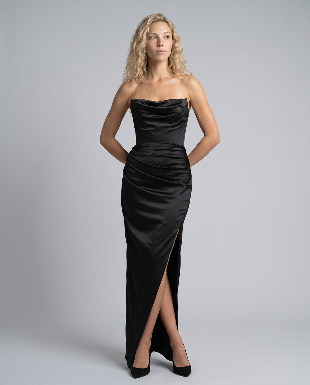 Robyn | Maxi Dress with Draped Bodice and Side Slit