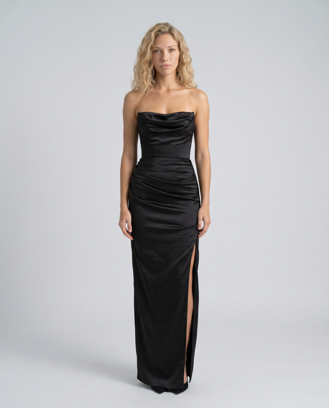 Robyn | Maxi Dress with Draped Bodice and Side Slit