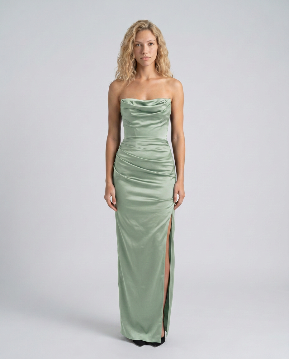 Robyn | Maxi Dress with Draped Bodice and Side Slit