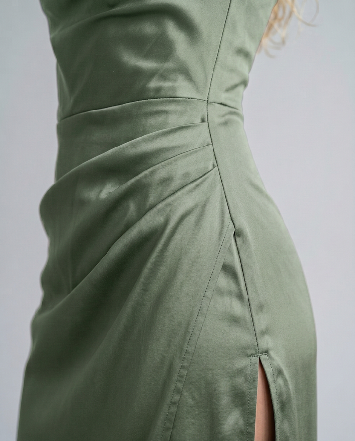 Robyn | Maxi Dress with Draped Bodice and Side Slit
