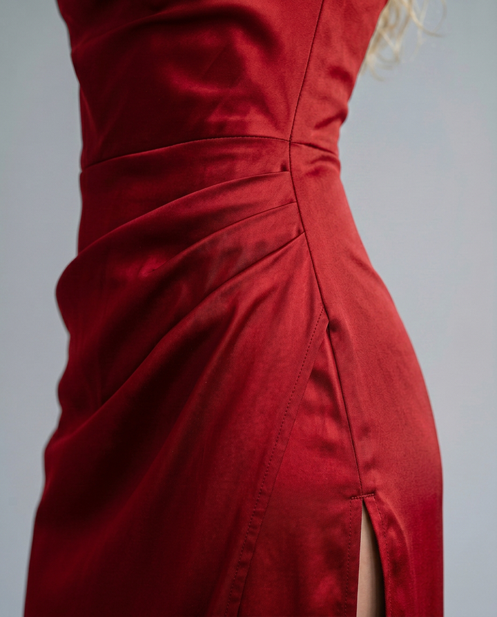 Robyn | Maxi Dress with Draped Bodice and Side Slit