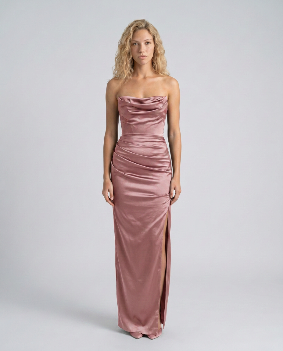 Robyn | Maxi Dress with Draped Bodice and Side Slit