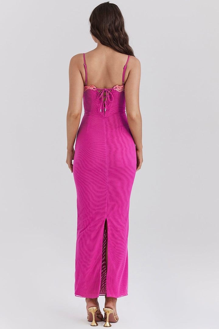Iris | Maxi Dress with Lace Trim and Back Slit