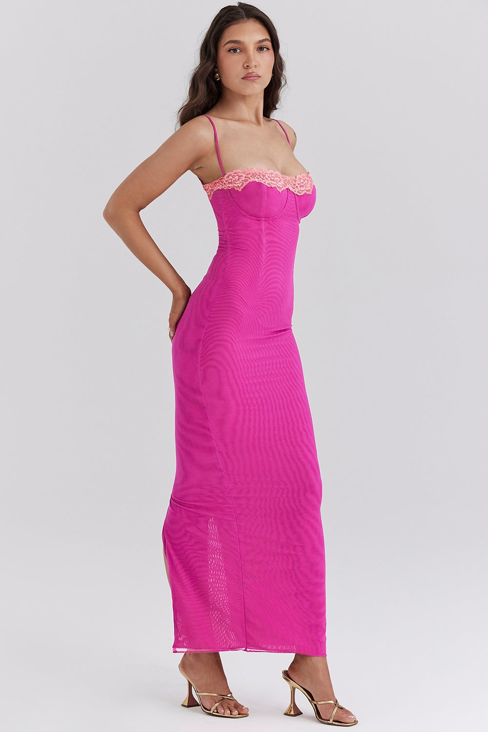 Iris | Maxi Dress with Lace Trim and Back Slit