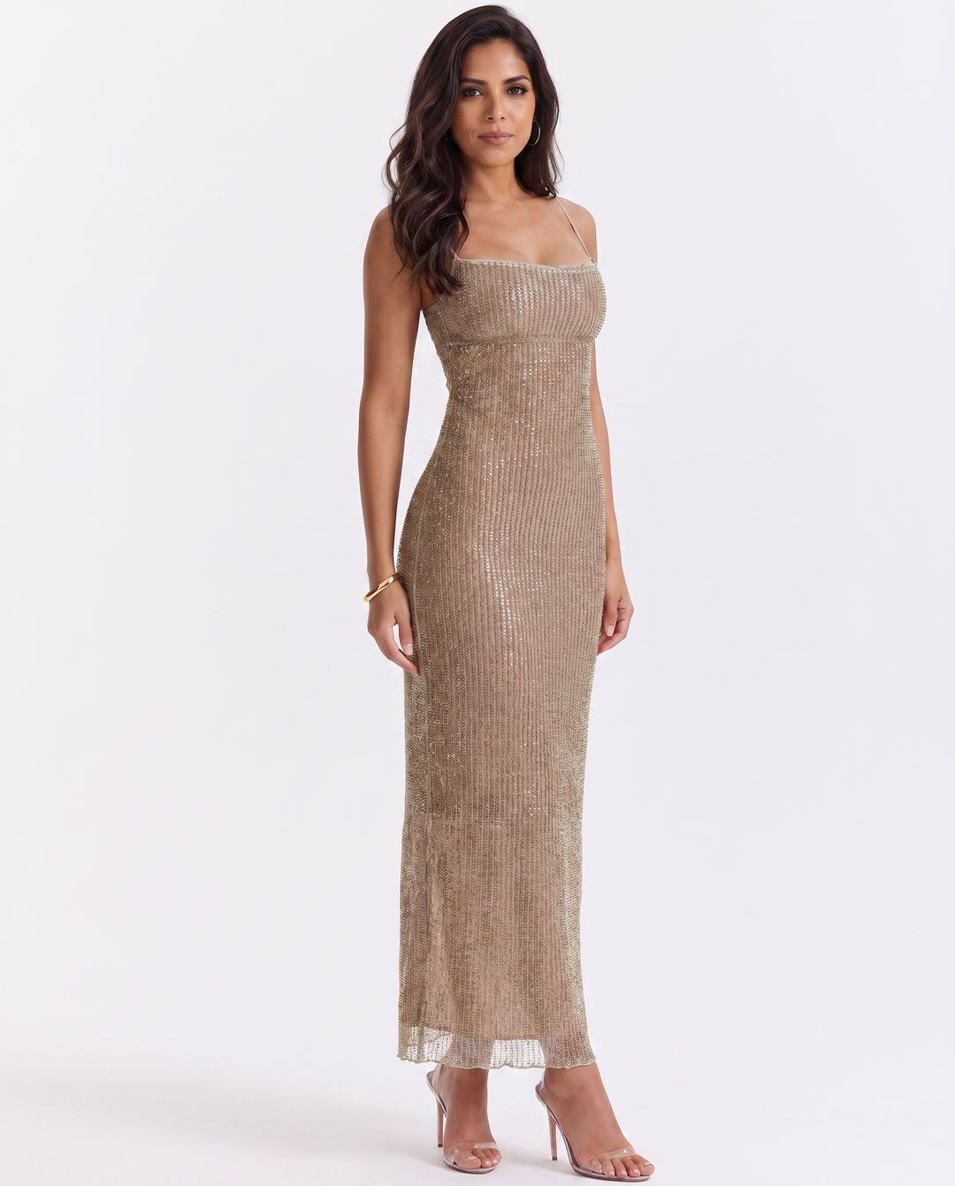 Imogen | Maxi Dress with Beaded Finish and Back Split