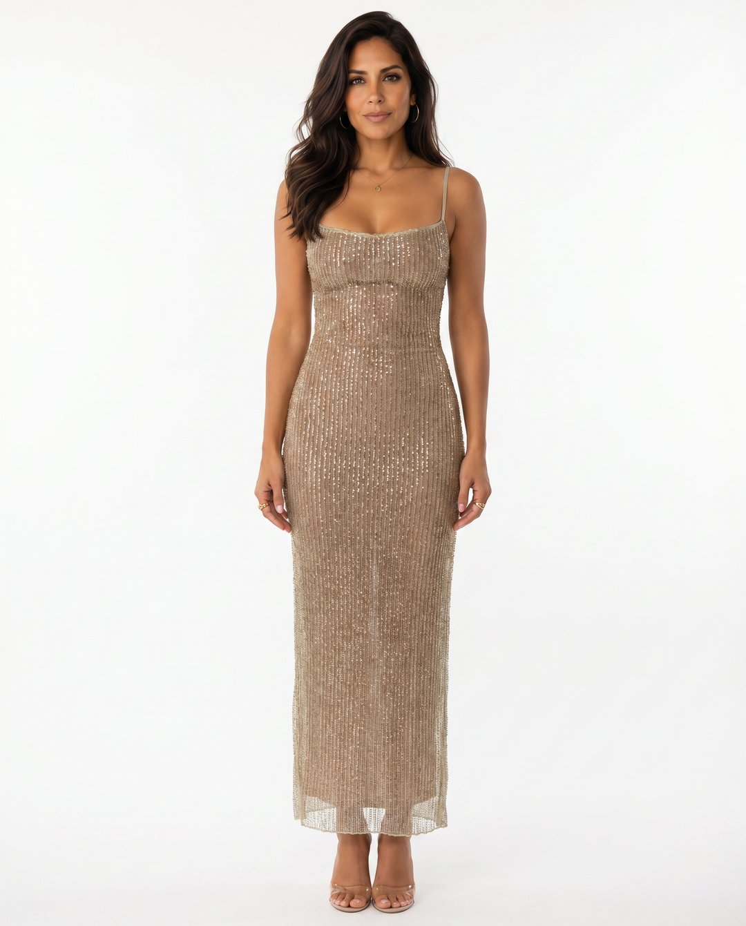 Imogen | Maxi Dress with Beaded Finish and Back Split