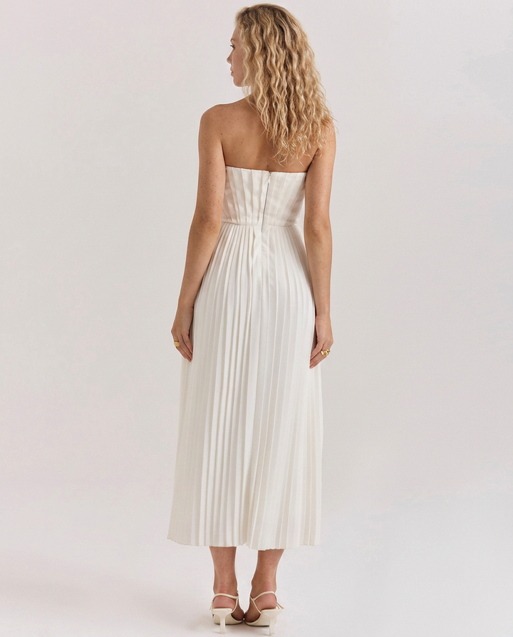 Cleo | Pleated Maxi Dress with Strapless Bodice