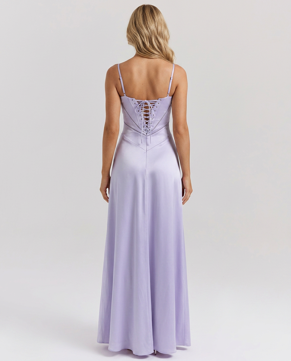 Arline | Lace-Up Maxi Dress with Corset Back