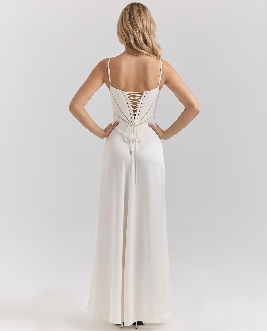 Arline | Lace-Up Maxi Dress with Corset Back