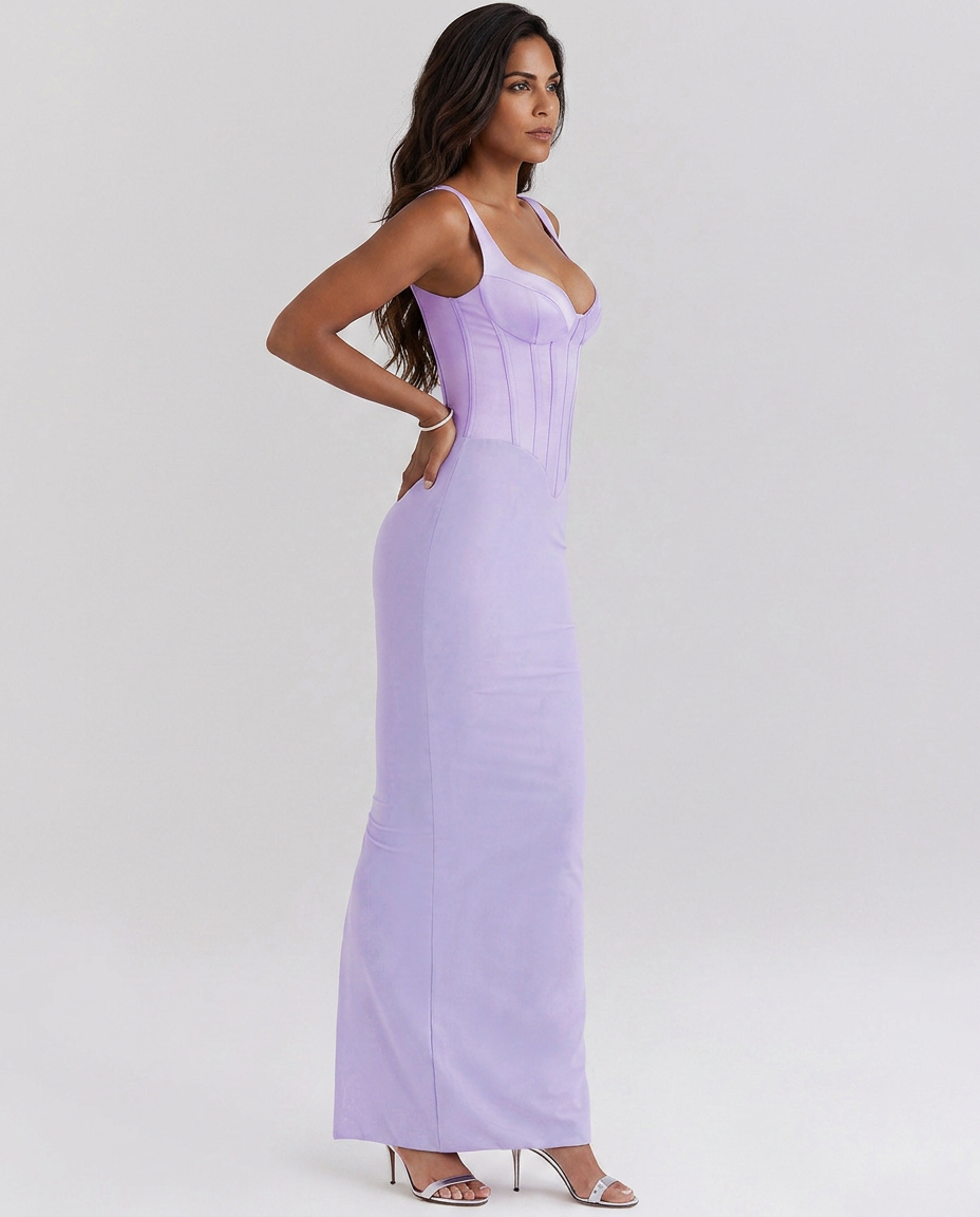 Lena | Satin-Look Corset Maxi Dress