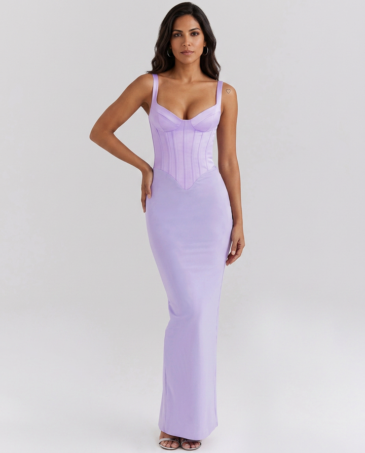 Lena | Satin-Look Corset Maxi Dress