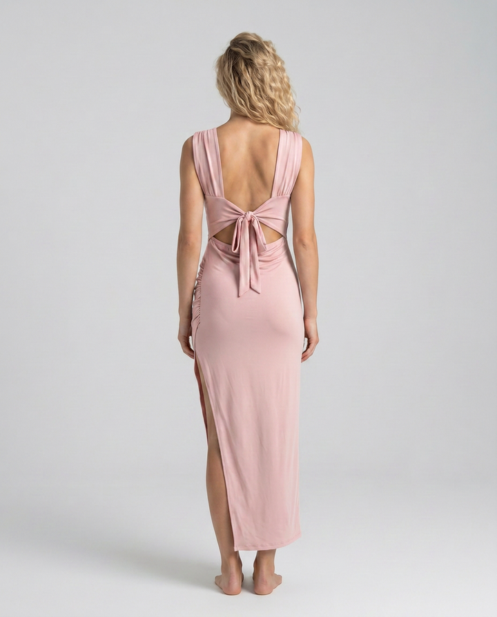Ine | Boat Neck Maxi Dress with Side Split