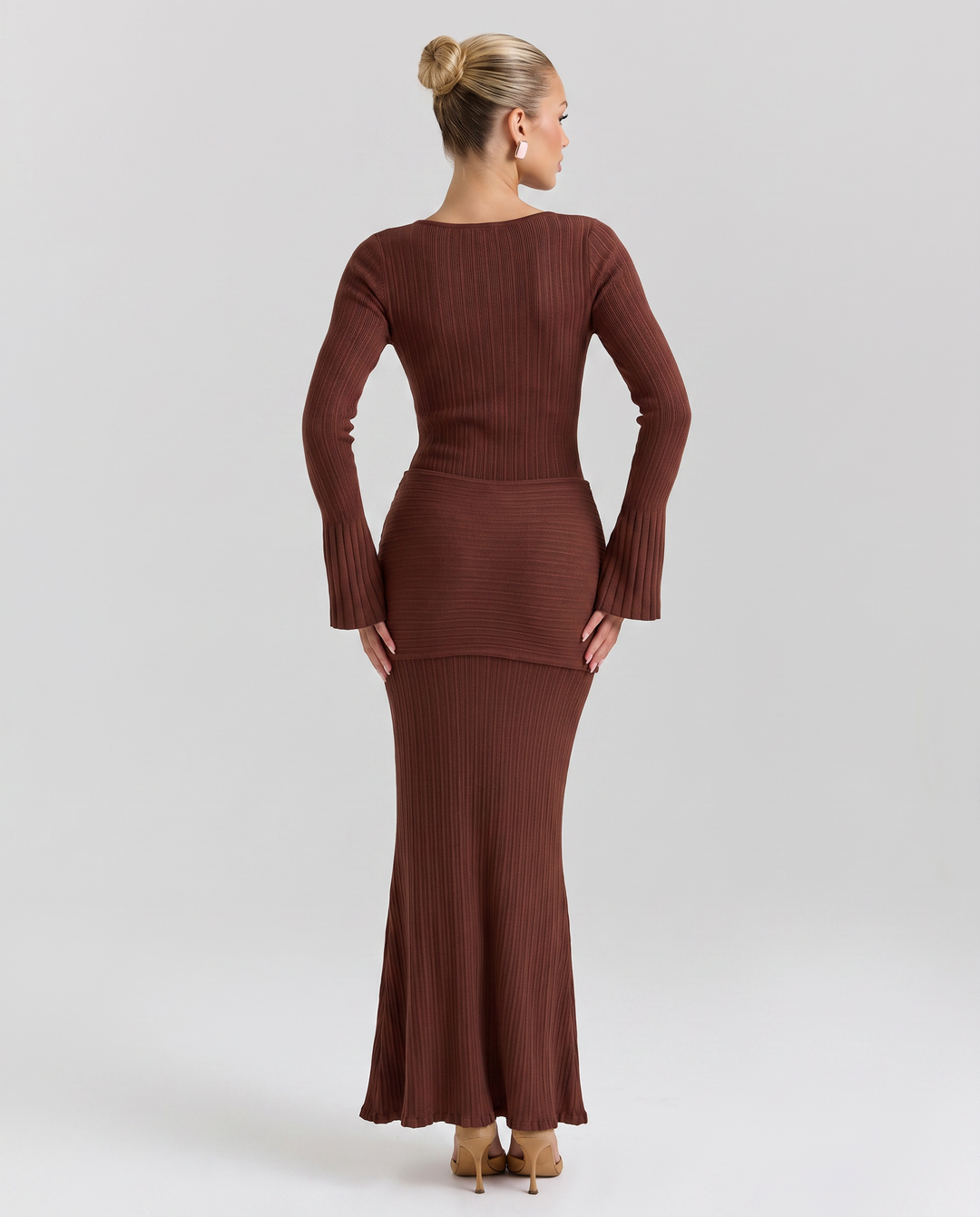 Joan | Long Sleeve Maxi Dress with Draped Twist at Waist