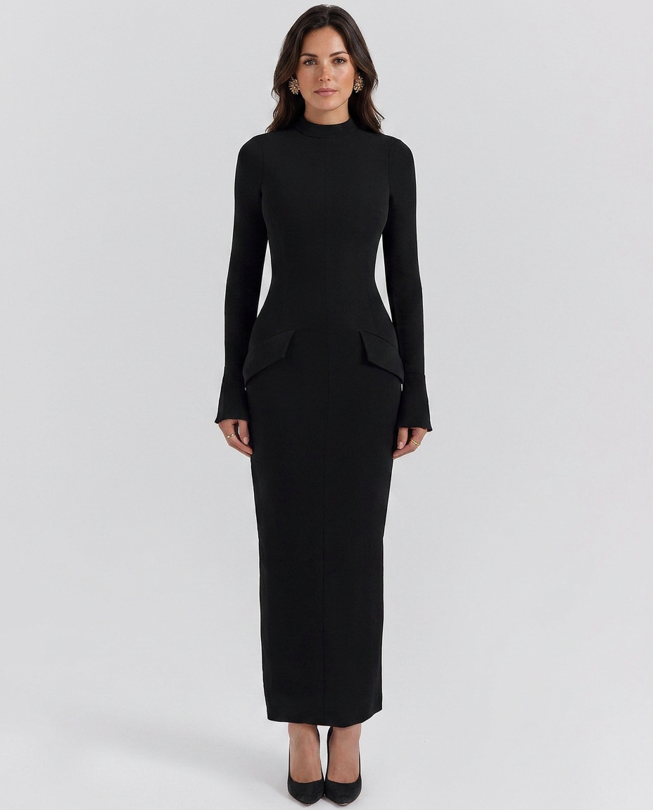 Mallory | Turtleneck Maxi Dress with Structured Waist
