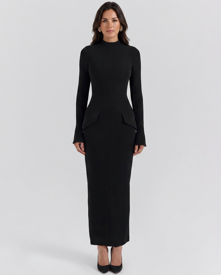 Mallory | Turtleneck Maxi Dress with Structured Waist