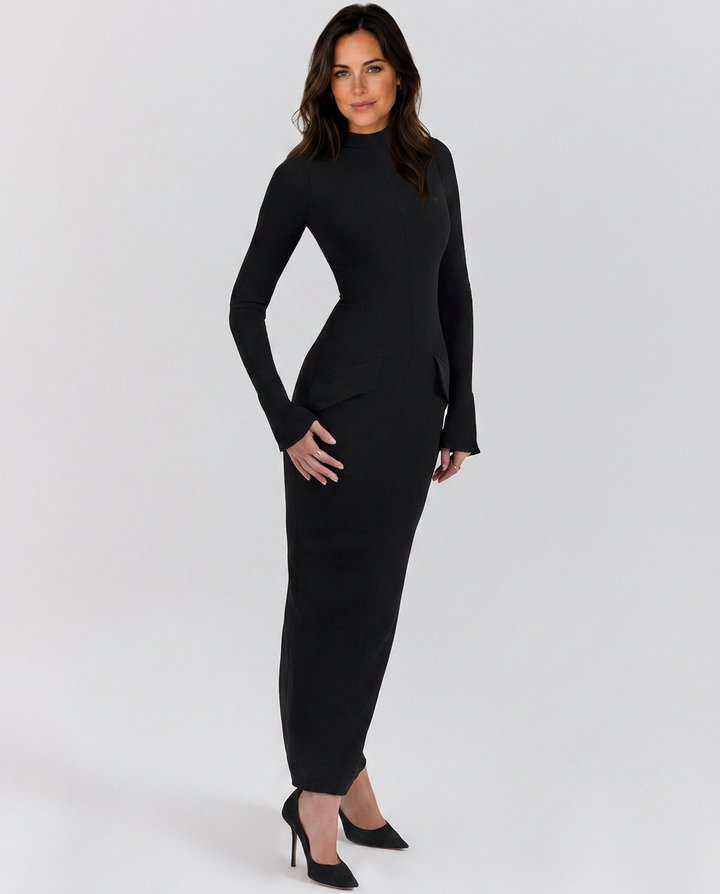 Mallory | Turtleneck Maxi Dress with Structured Waist