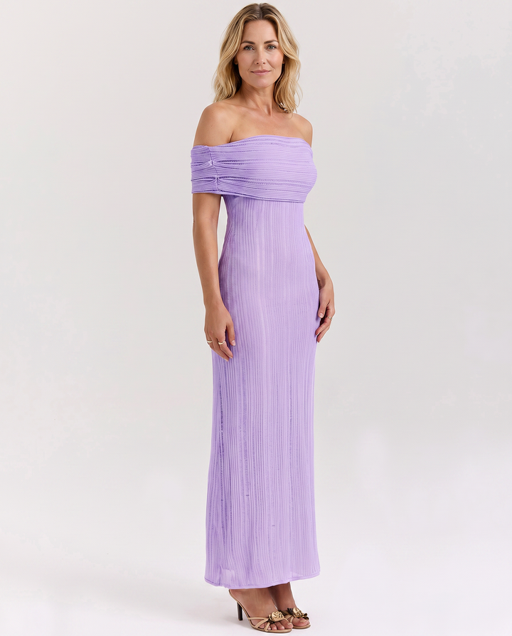 Gwendolyn | Off Shoulder Ribbed Maxi Dress
