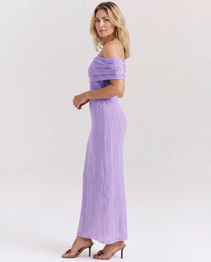 Gwendolyn | Off Shoulder Ribbed Maxi Dress