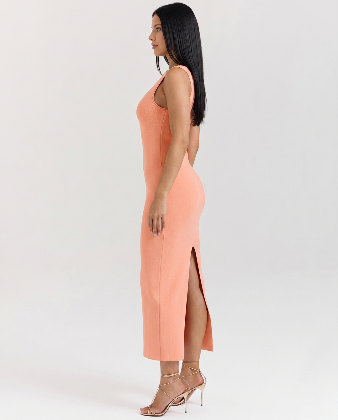 Nalini | Sleeveless Knit Maxi Dress with Back Split