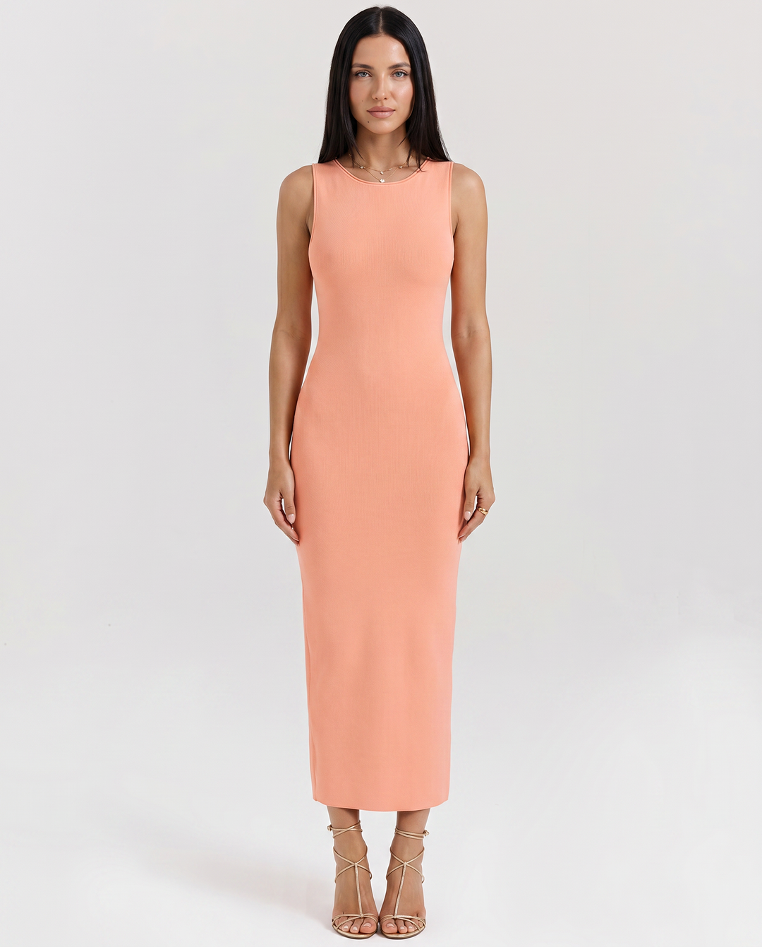 Nalini | Sleeveless Knit Maxi Dress with Back Split