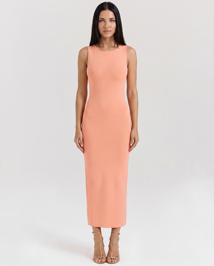 Nalini | Sleeveless Knit Maxi Dress with Back Split