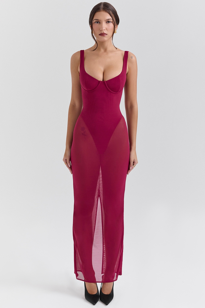 Safaria | Floral Maxi Dress with Underwire and Back Split