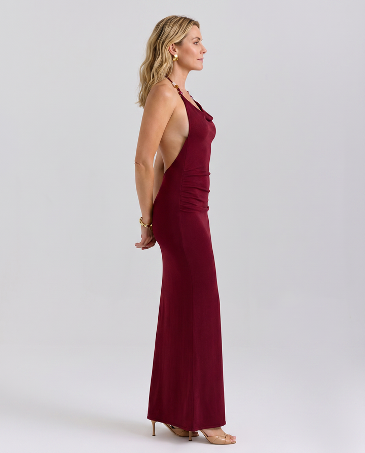 Sophina | Maxi Dress with Draped Halter Neck
