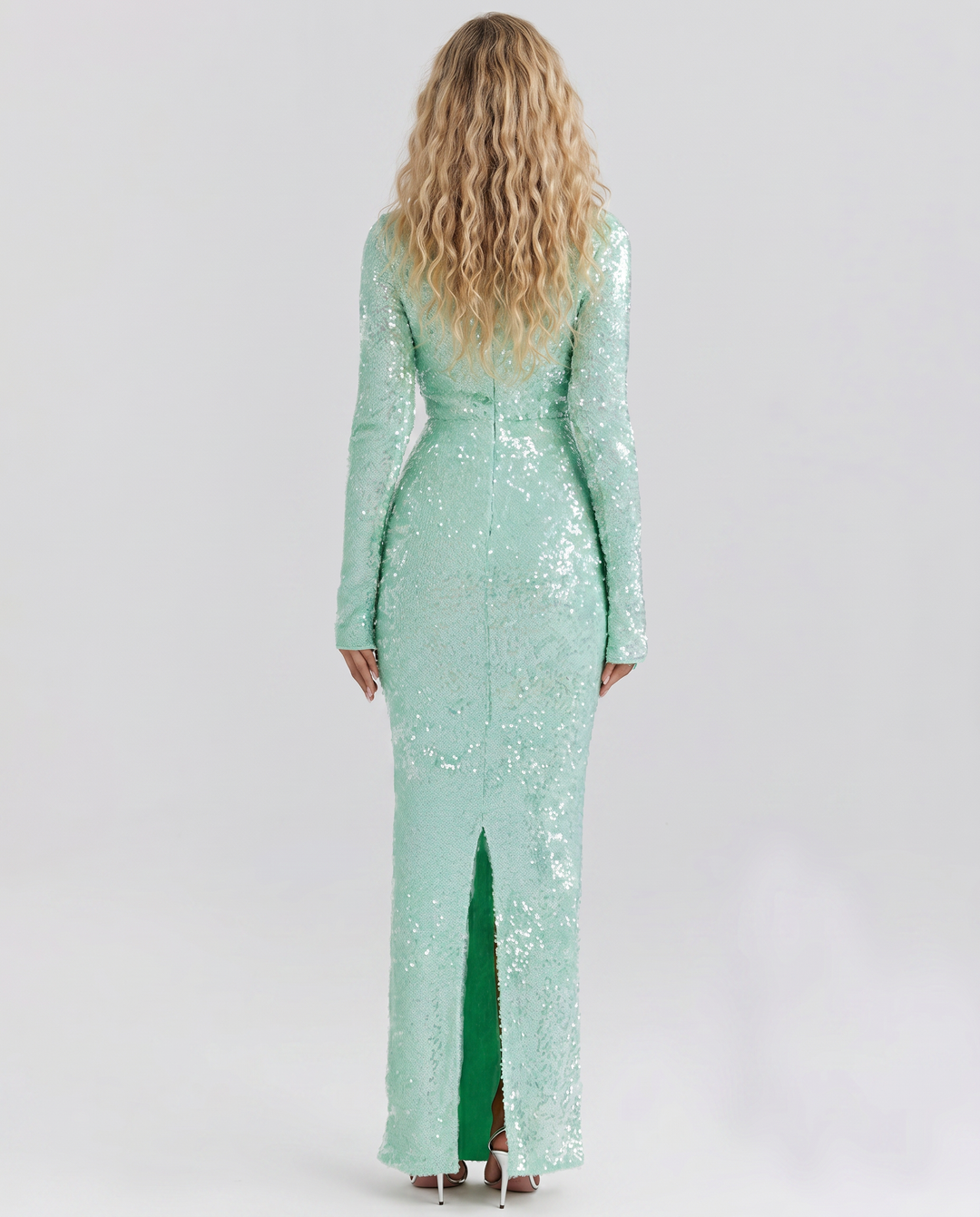 Tiff | Maxi Dress with Sequin Finish and Front Cut-Out