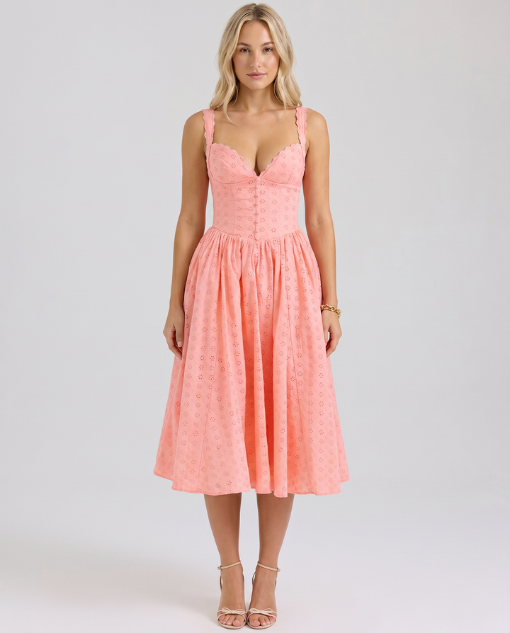 Adabella | Midi Dress with Sweetheart Neckline and Tulle Skirt