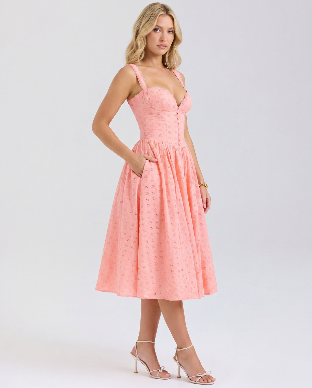 Adabella | Midi Dress with Sweetheart Neckline and Tulle Skirt