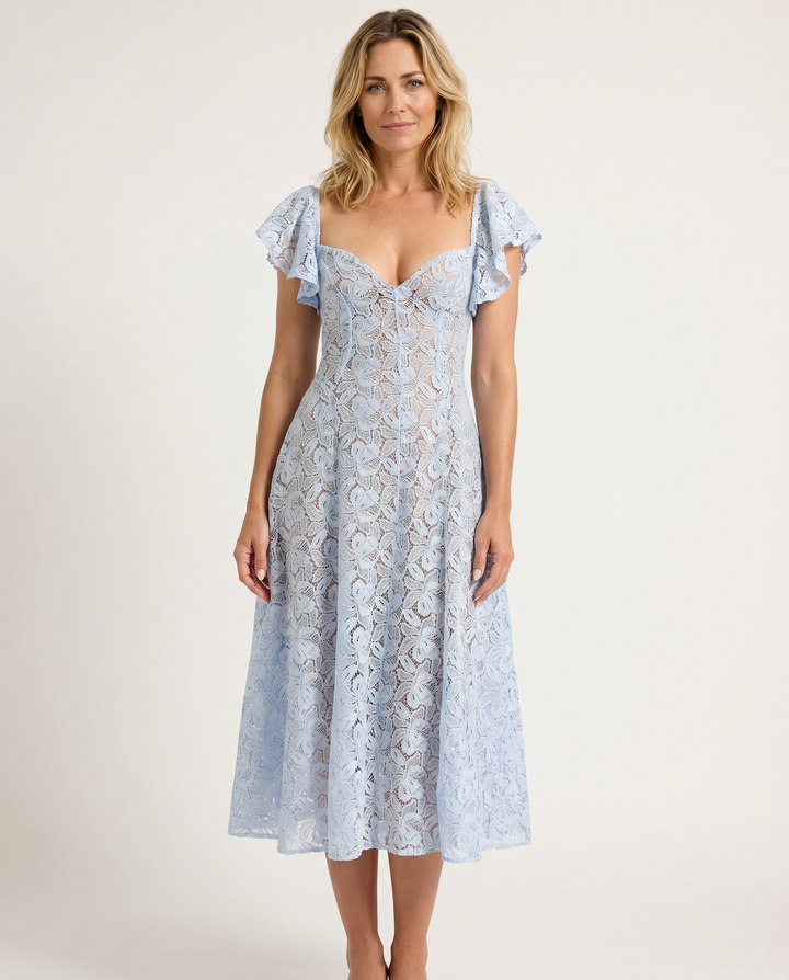 Chiarina | Lace Midi Dress with Sweetheart Neckline