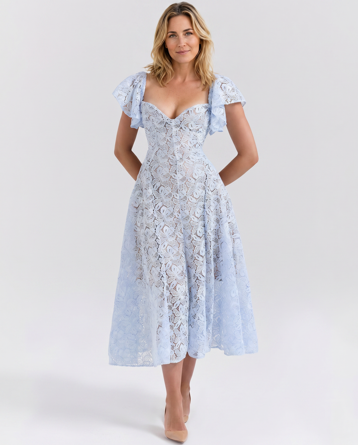 Chiarina | Lace Midi Dress with Sweetheart Neckline
