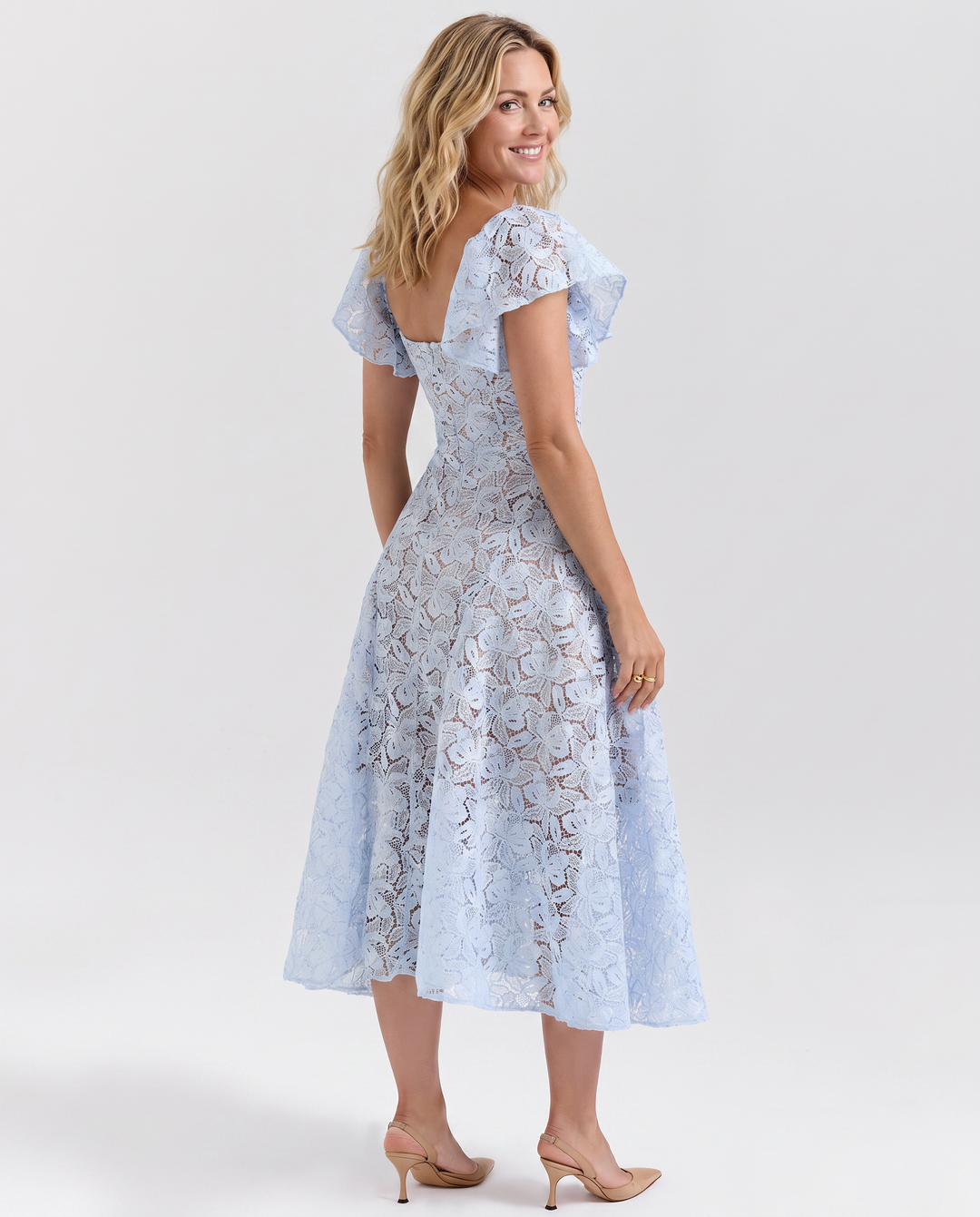 Chiarina | Lace Midi Dress with Sweetheart Neckline