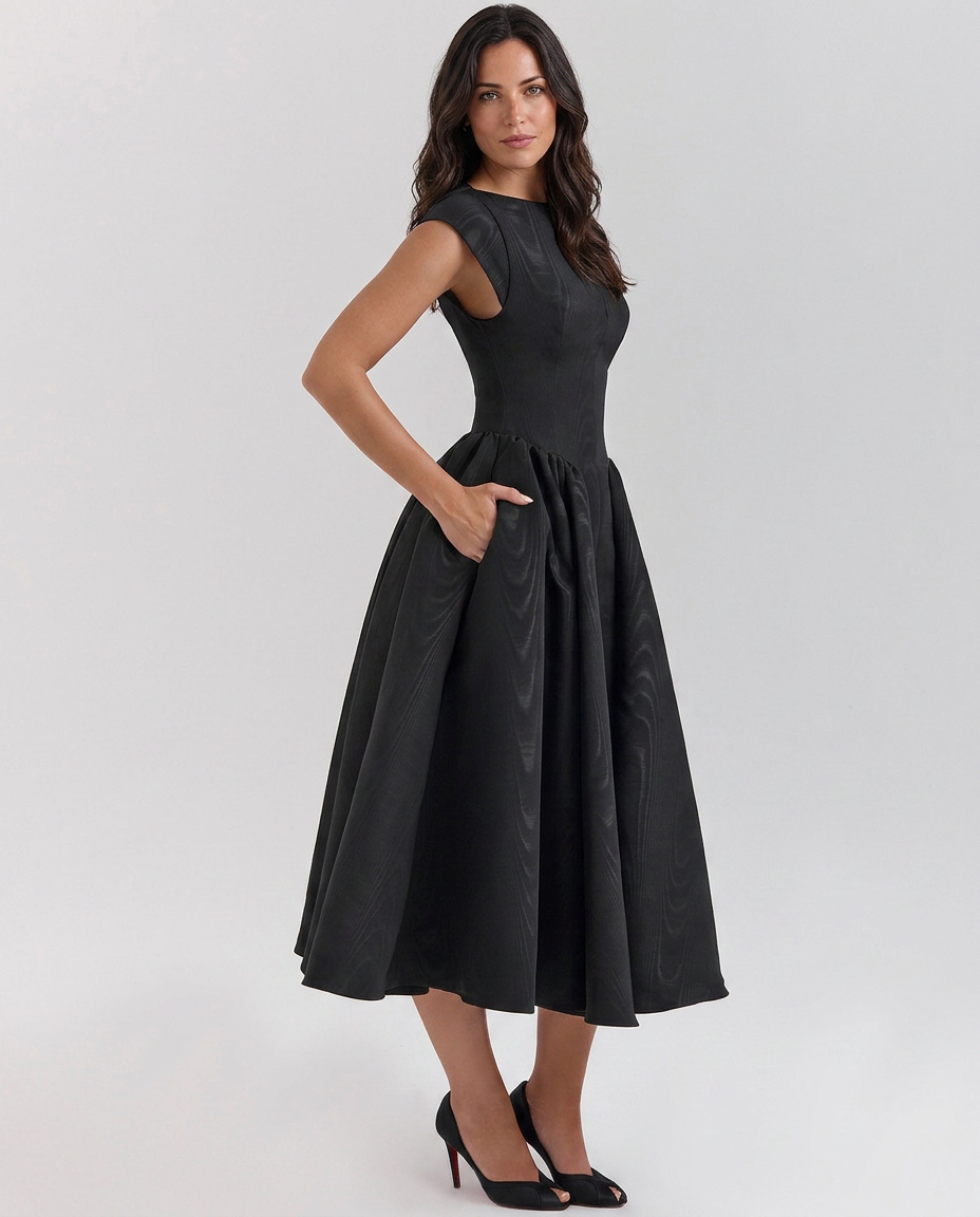 Jenna | Midi Dress with Open Back and Full Skirt