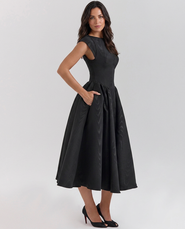 Jenna | Midi Dress with Open Back and Full Skirt