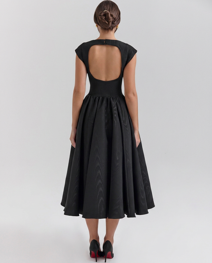 Jenna | Midi Dress with Open Back and Full Skirt