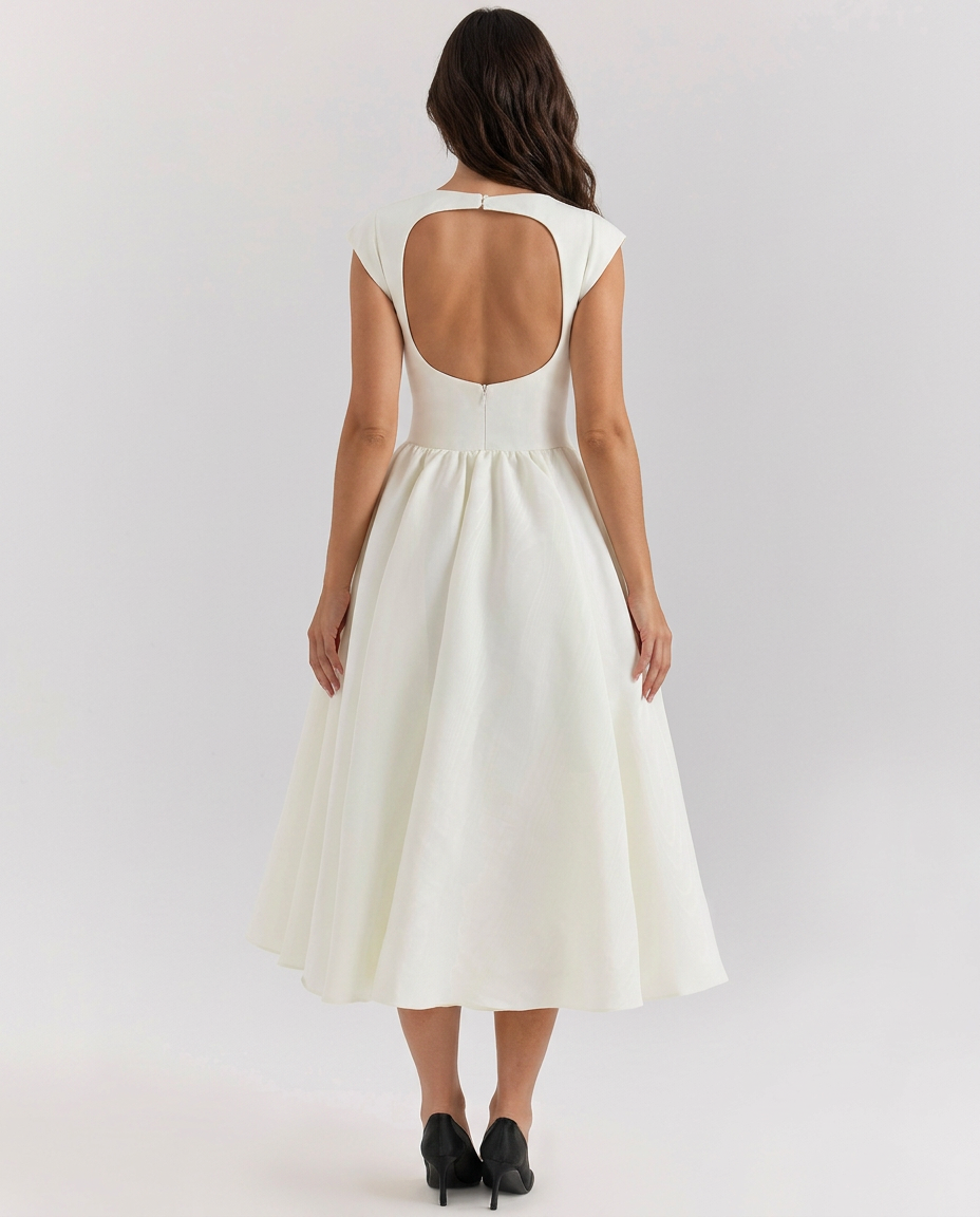 Jenna | Midi Dress with Open Back and Full Skirt