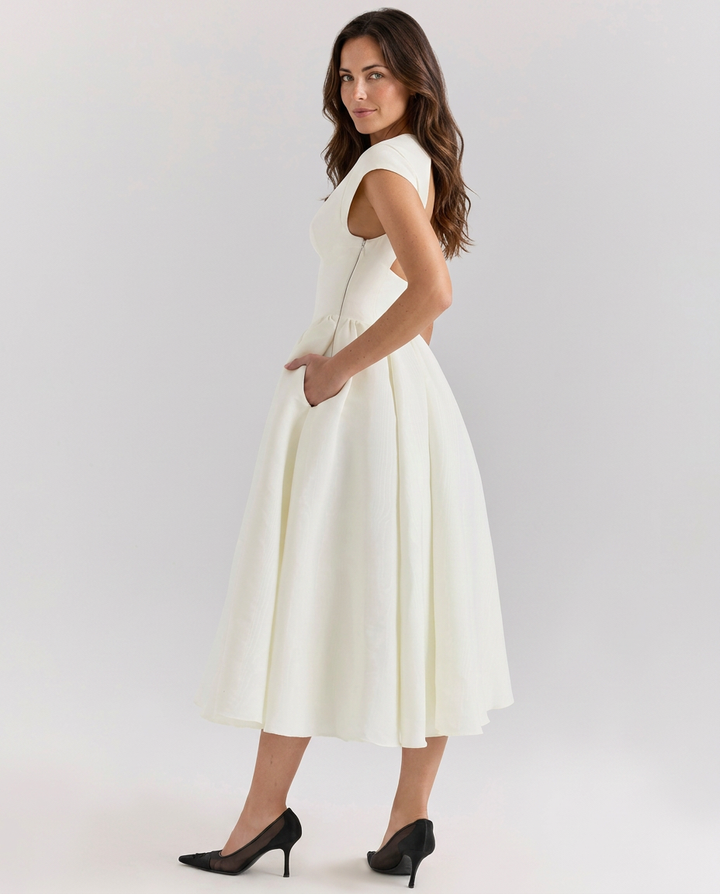 Jenna | Midi Dress with Open Back and Full Skirt