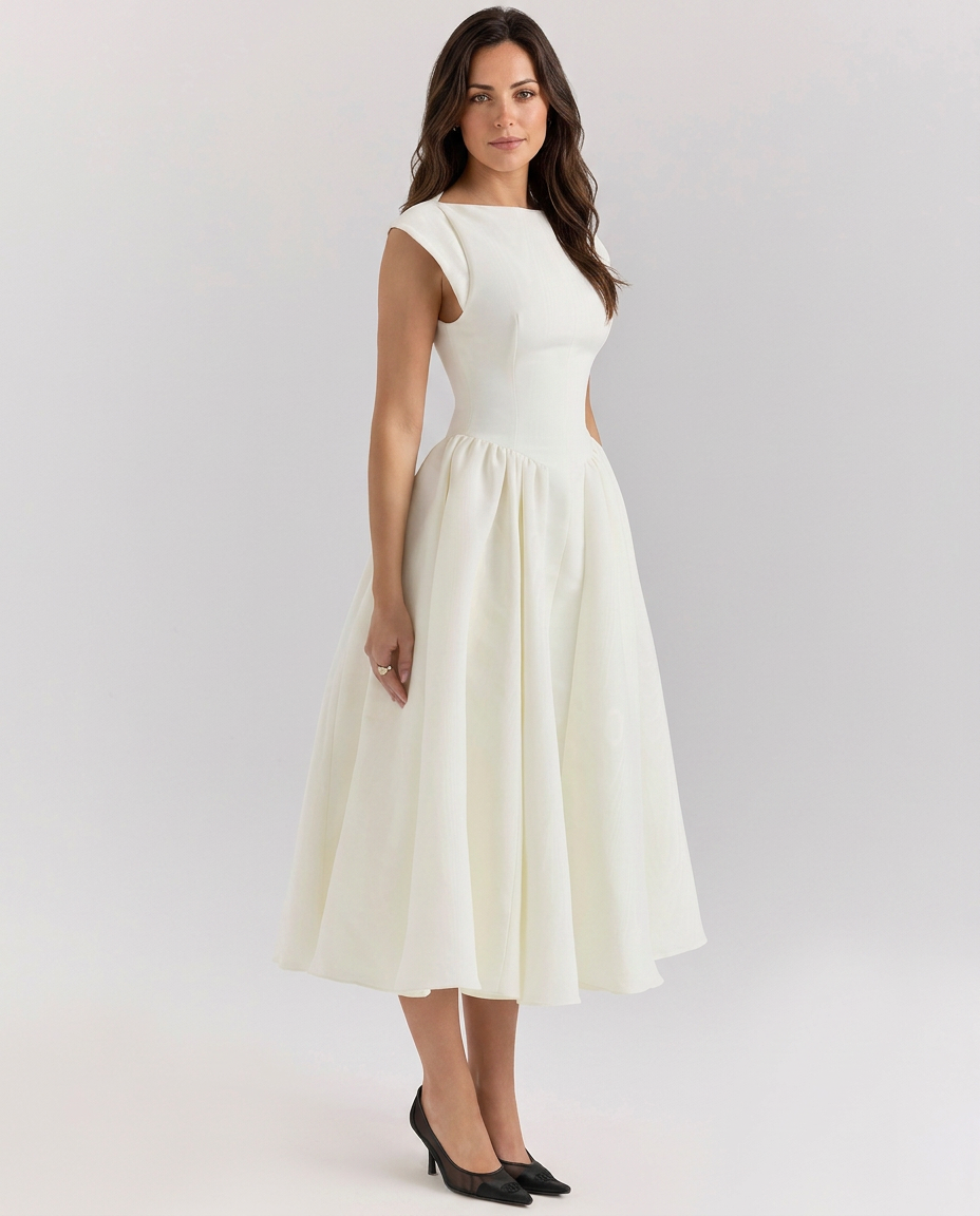 Jenna | Midi Dress with Open Back and Full Skirt