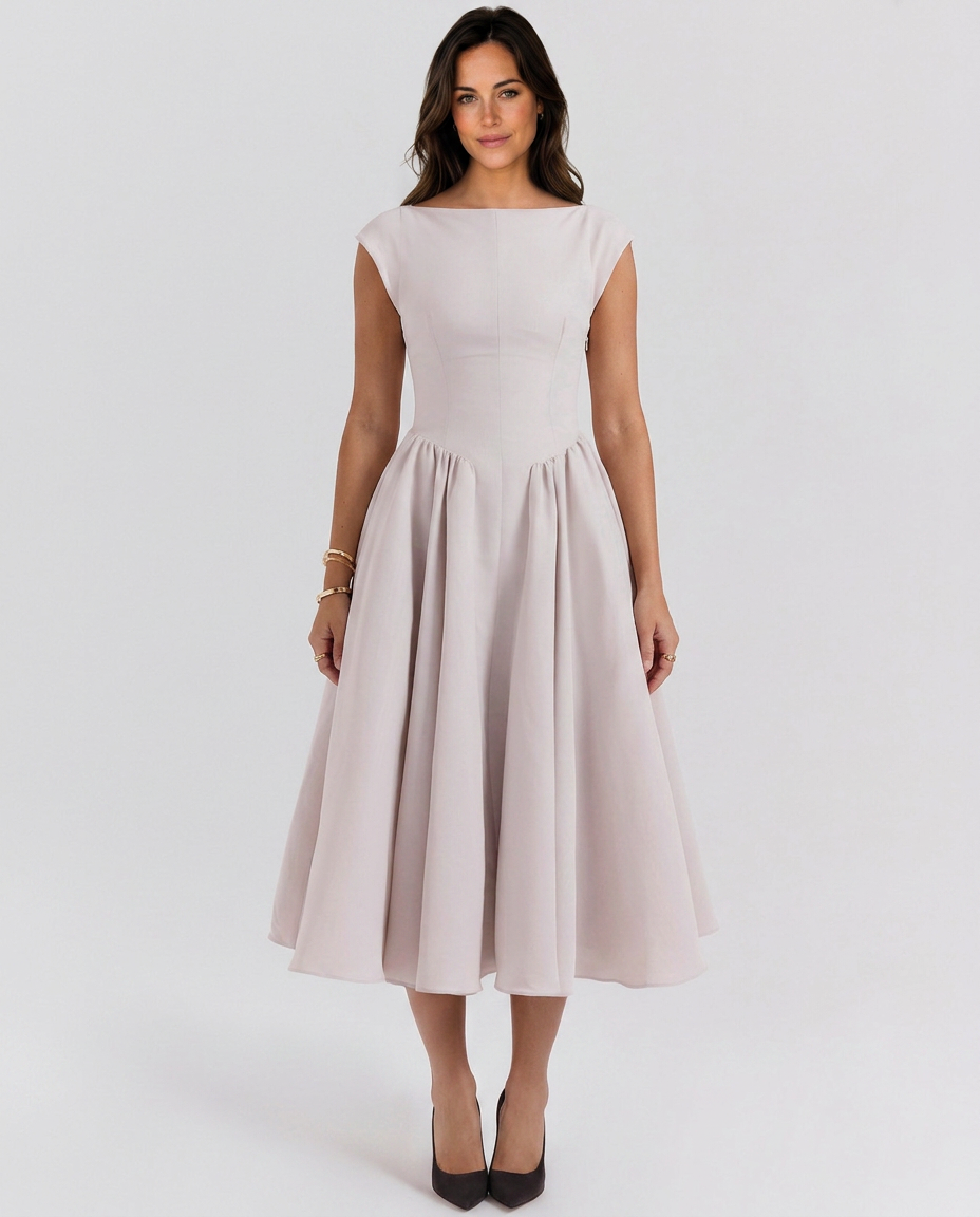 Jenna | Midi Dress with Open Back and Full Skirt