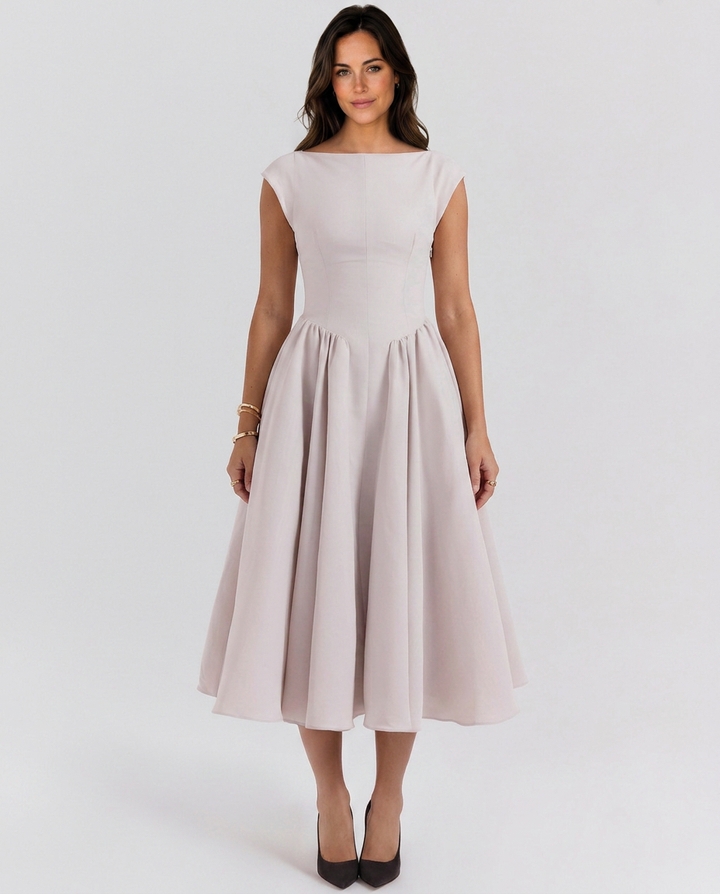 Jenna | Midi Dress with Open Back and Full Skirt